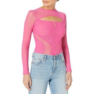 GUESS Mesh Illusion Bodysuit Small Pink NWD